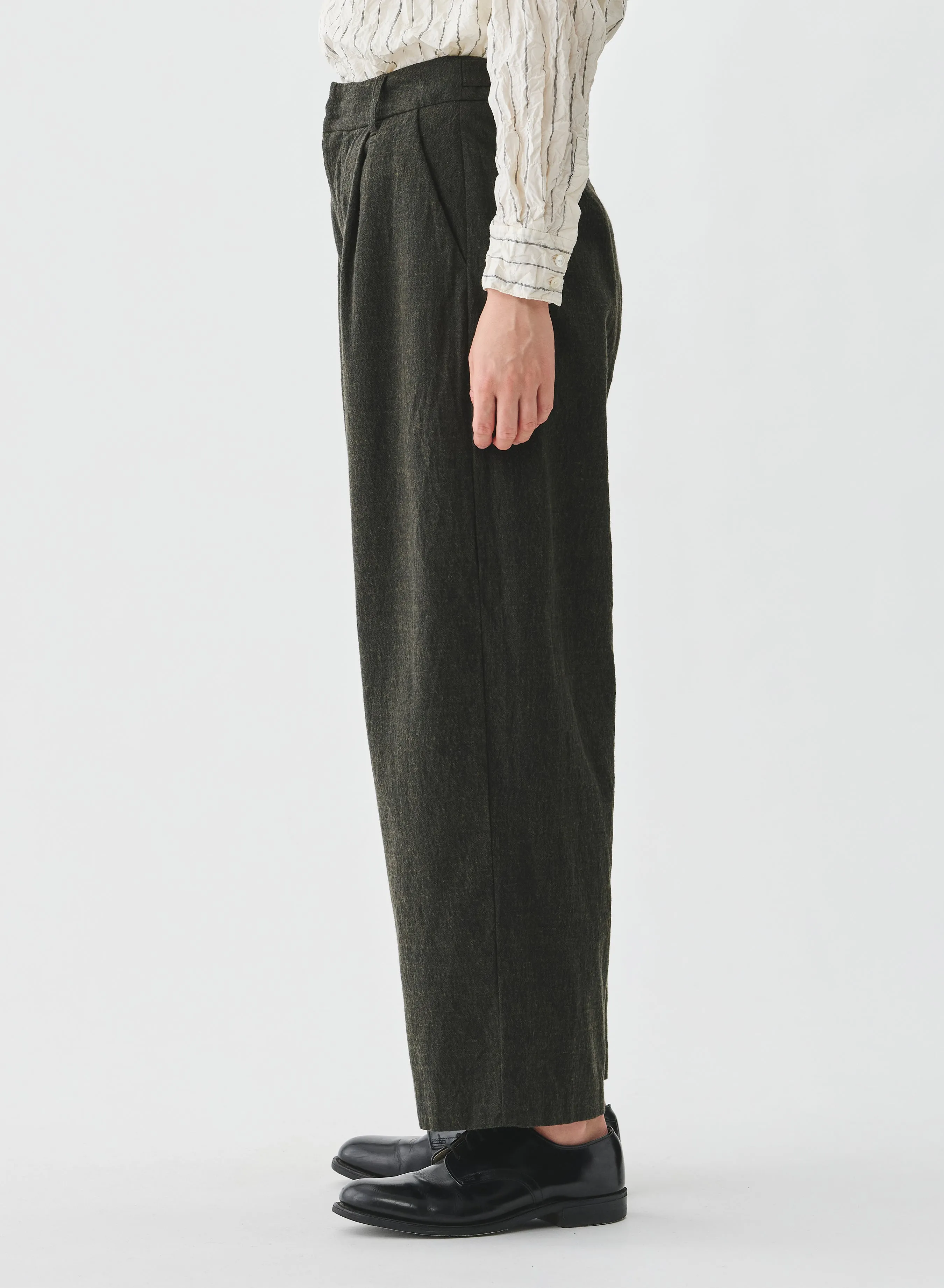 Pas De Calais - Washed Cotton Wool Wide Pants