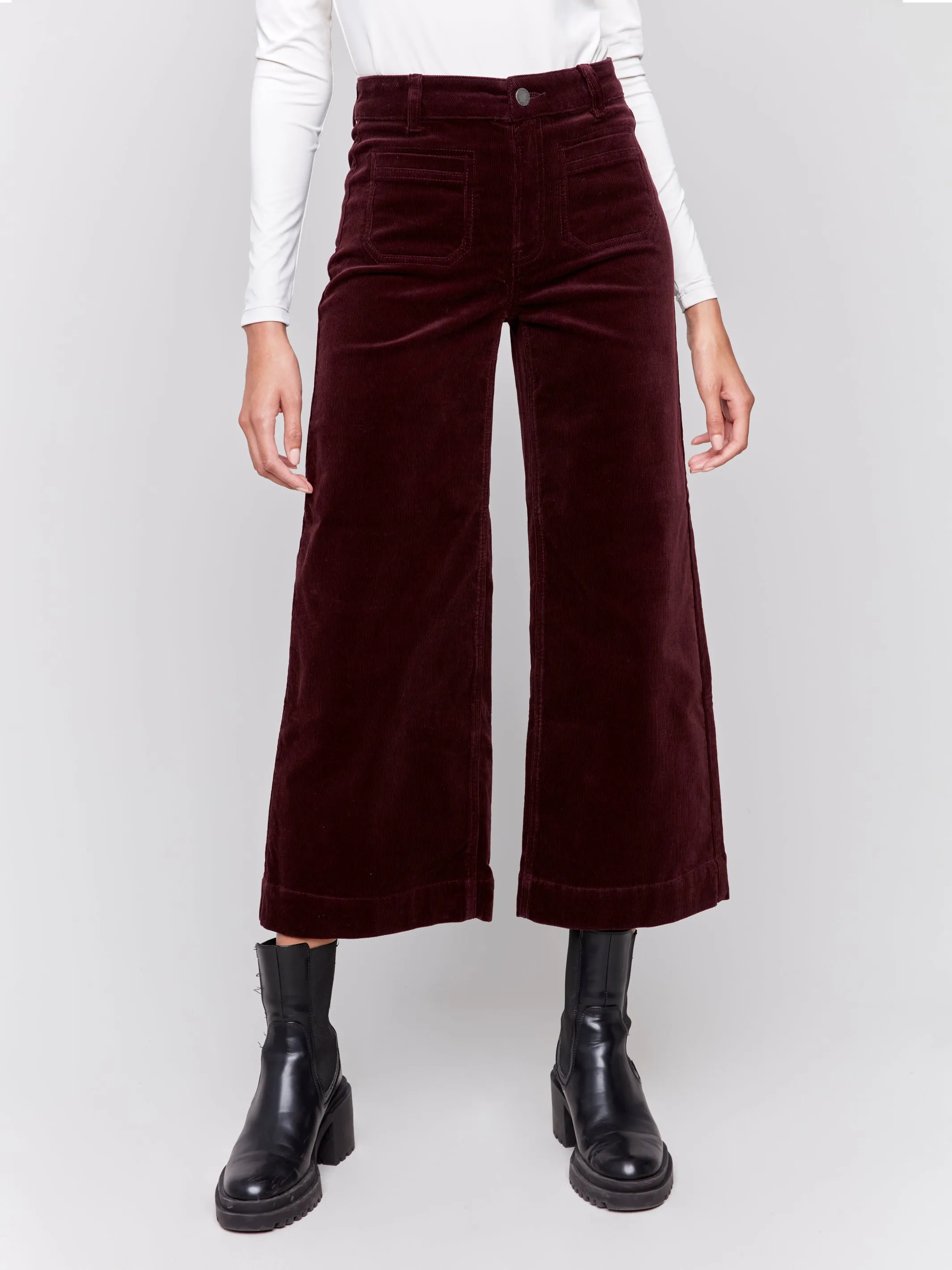 Patch Pocket Corduroy Flare Pants