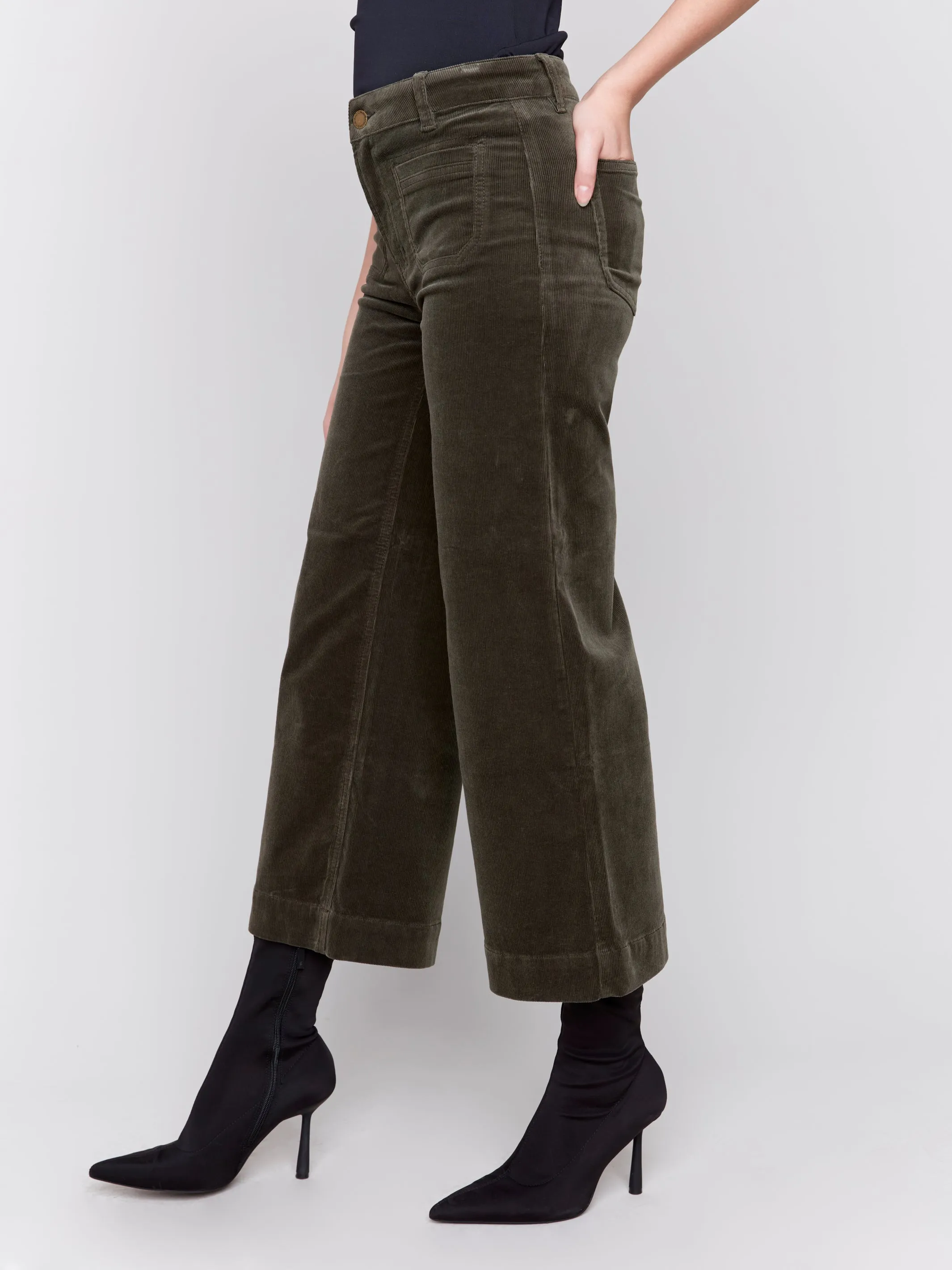 Patch Pocket Corduroy Flare Pants