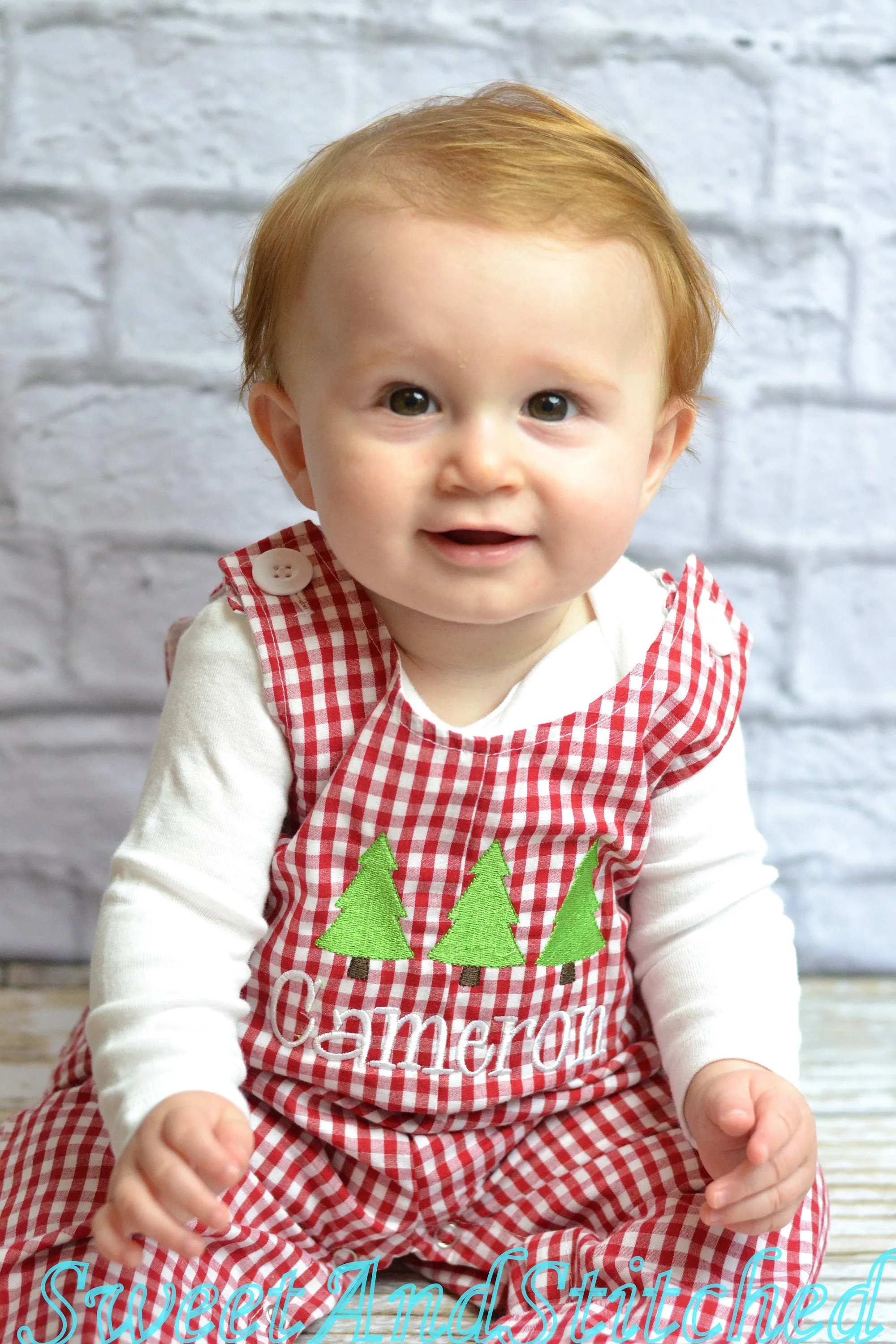 Personalized Baby Boy Christmas outfit - red corduroy monogrammed Christmas overalls, baby boy monogrammed 1st Christmas outfit personalized