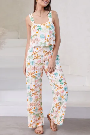 Printed Cami Wide Leg Jumpsuits