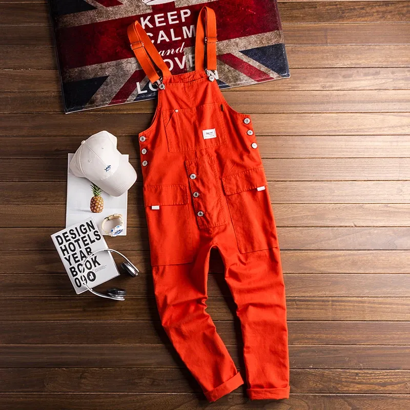 Retro Style Casual Multi-Pocket Overall Cargo Pants