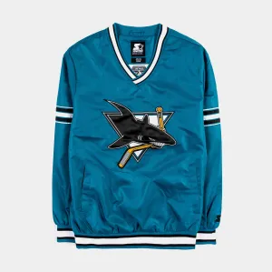 San Jose Sharks Renegade Nylon Pullover Windbreaker Mens Jacket (Teal)