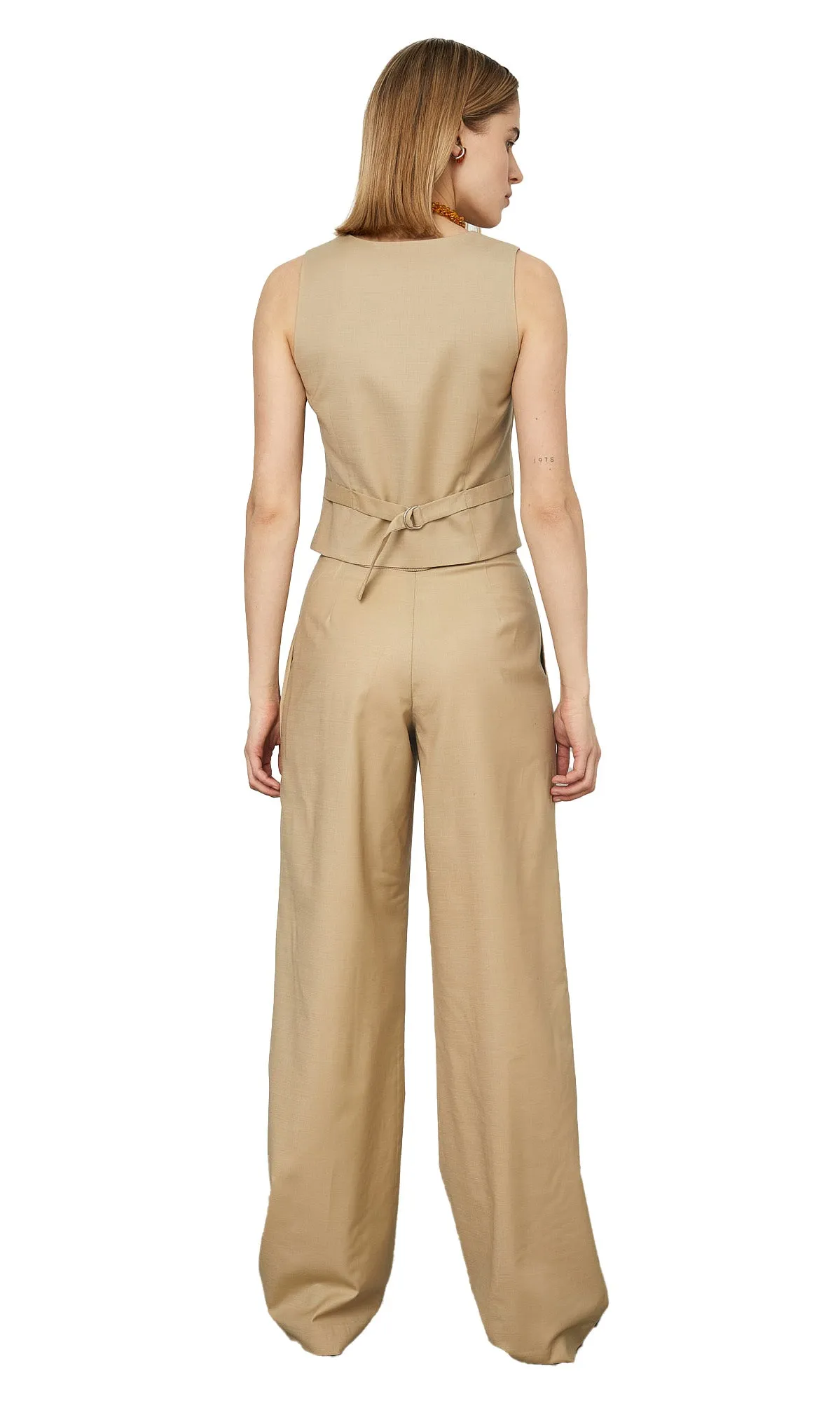 SAND WOOL WIDE-LEG PANTS