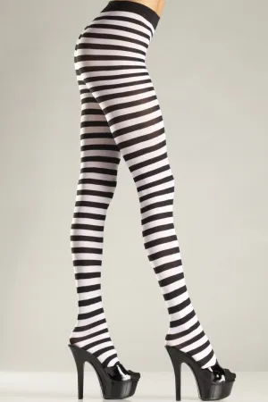 Seamingly Striped Pantyhose White