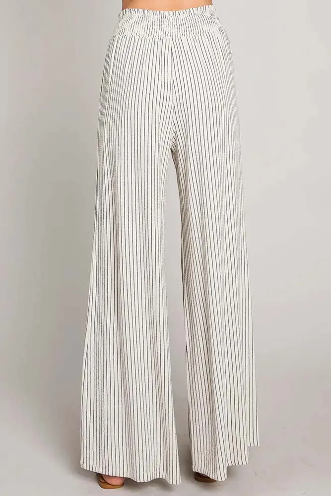 Soft Striped Linen Smocked Pants