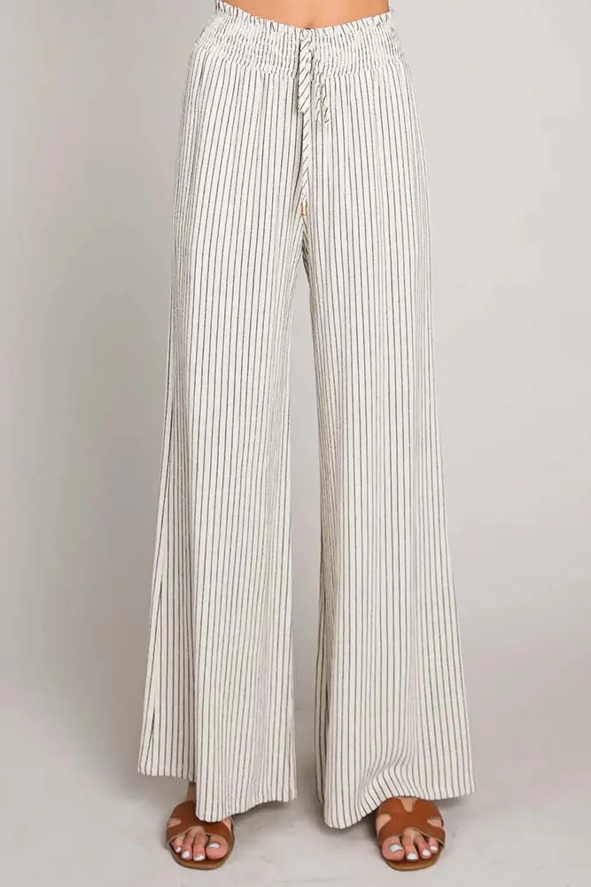 Soft Striped Linen Smocked Pants