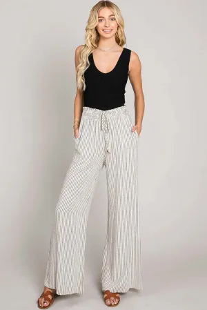 Soft Striped Linen Smocked Pants