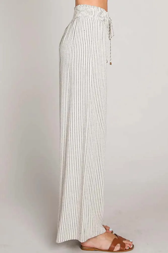 Soft Striped Linen Smocked Pants