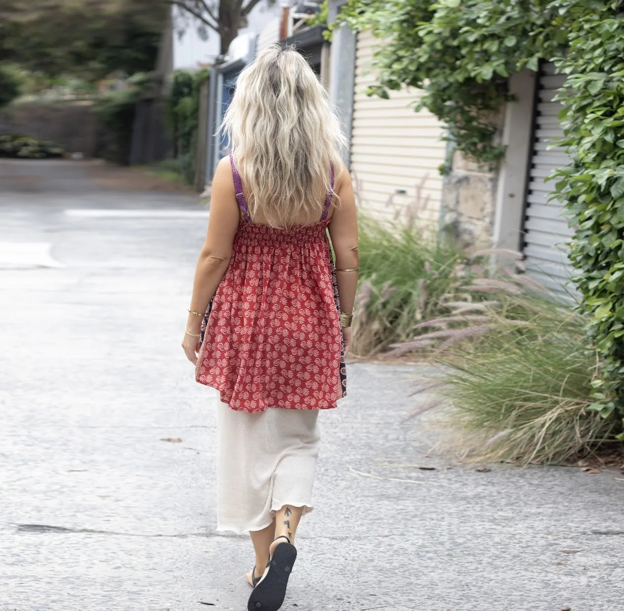 Strappy Silk Top – Cherry