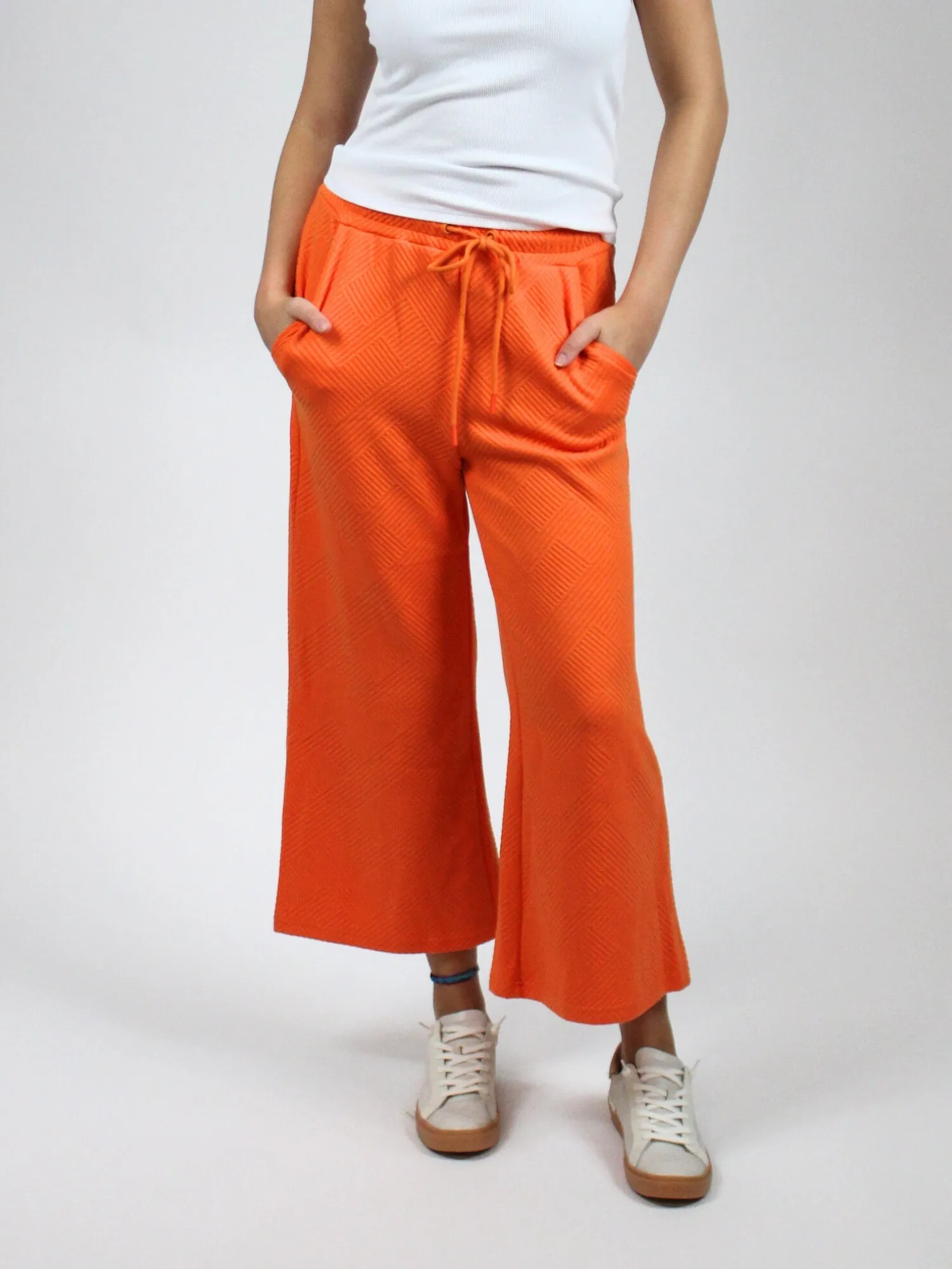 Tennessee Orange Textured Cropped Wide Pants