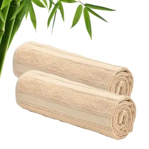 The Better Home 600GSM 100% Bamboo Hand Towel | Anti Odour & Anti Bacterial Bamboo Towel | Ultra Absorbent & Quick Drying Hand & Face Towel for Men & Women (Pack of 2, Beige)