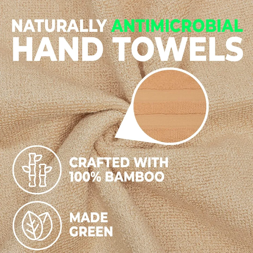 The Better Home 600GSM 100% Bamboo Hand Towel | Anti Odour & Anti Bacterial Bamboo Towel | Ultra Absorbent & Quick Drying Hand & Face Towel for Men & Women (Pack of 2, Beige)