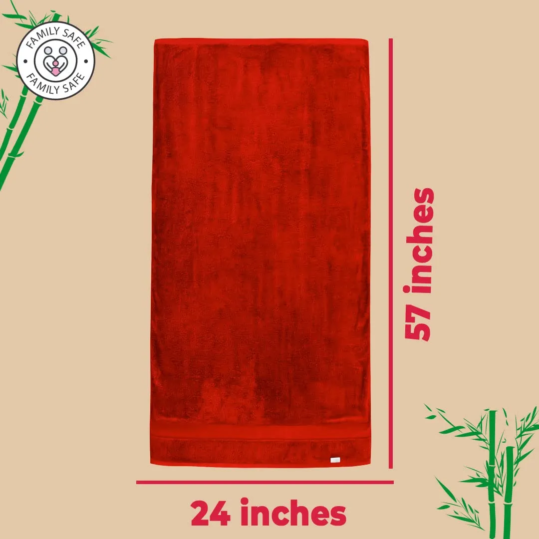 The Better Home Bamboo Bath Towel for Men & Women | 450GSM Bamboo Towel | Ultra Soft, Hyper Absorbent & Anti Odour Bathing Towel | 27x54 inches (Pack of 2, Beige   Red)