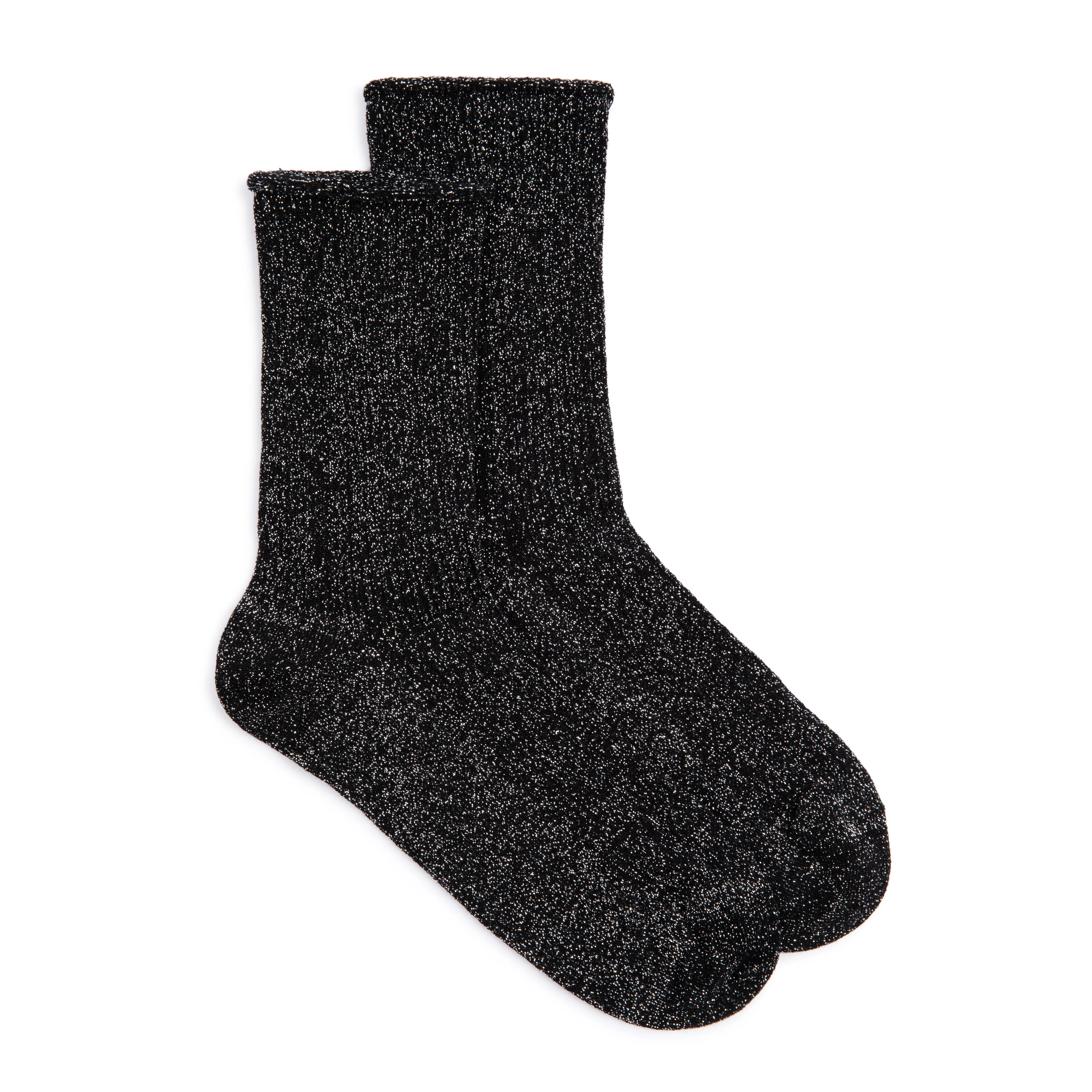 Tindra Glitter Socks: Black