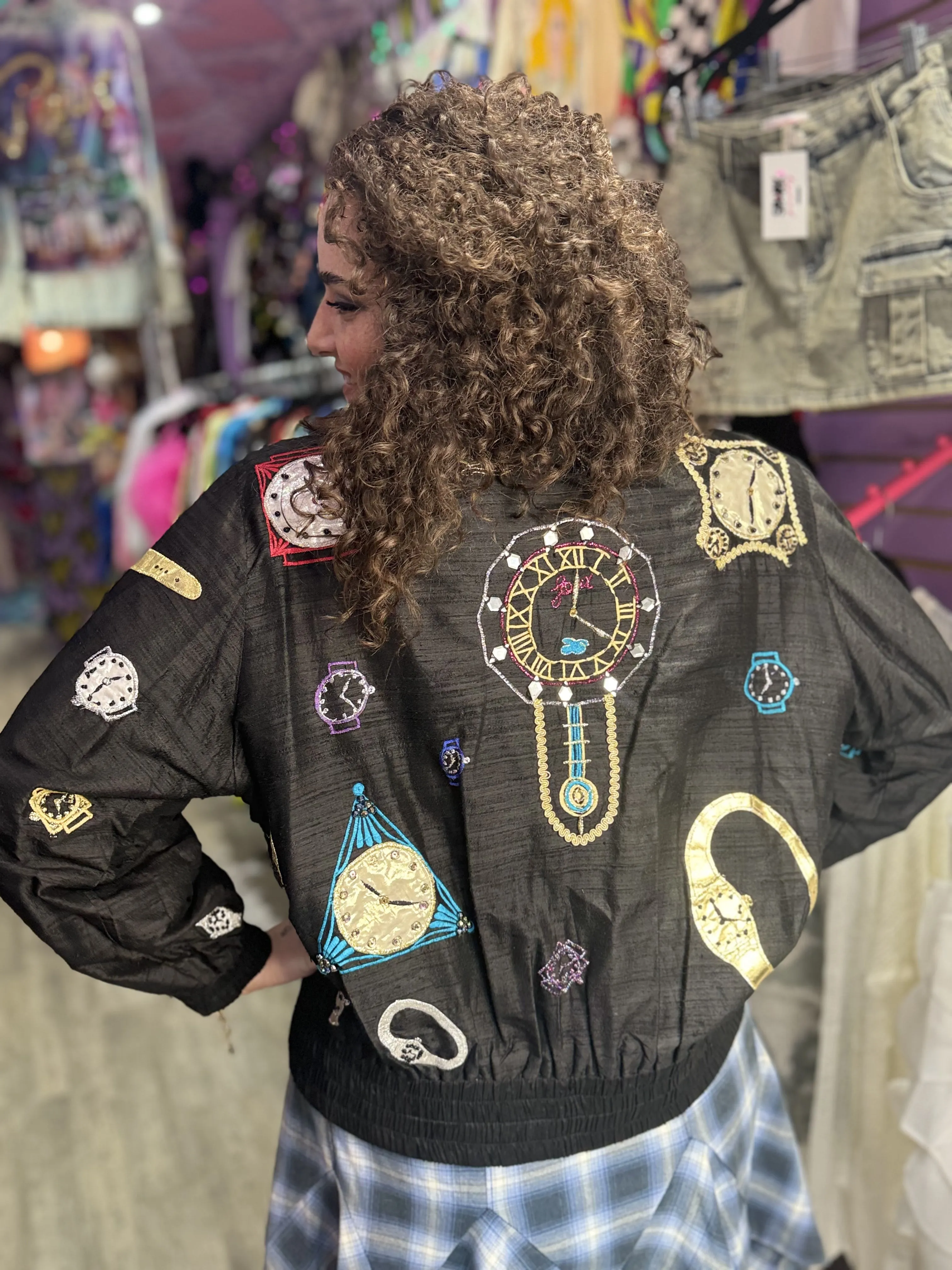 Vintage 90s Clocks and Watches Windbreaker Jacket