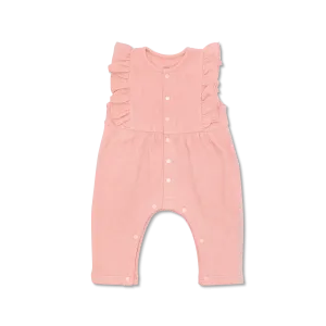 Waffle Ruffle Coverall - Dusty Rose