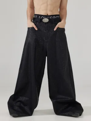 Wax Coating Wide Leg Pants