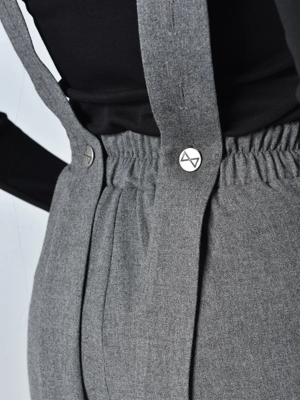 Wide-Leg Wool Pants With Suspenders