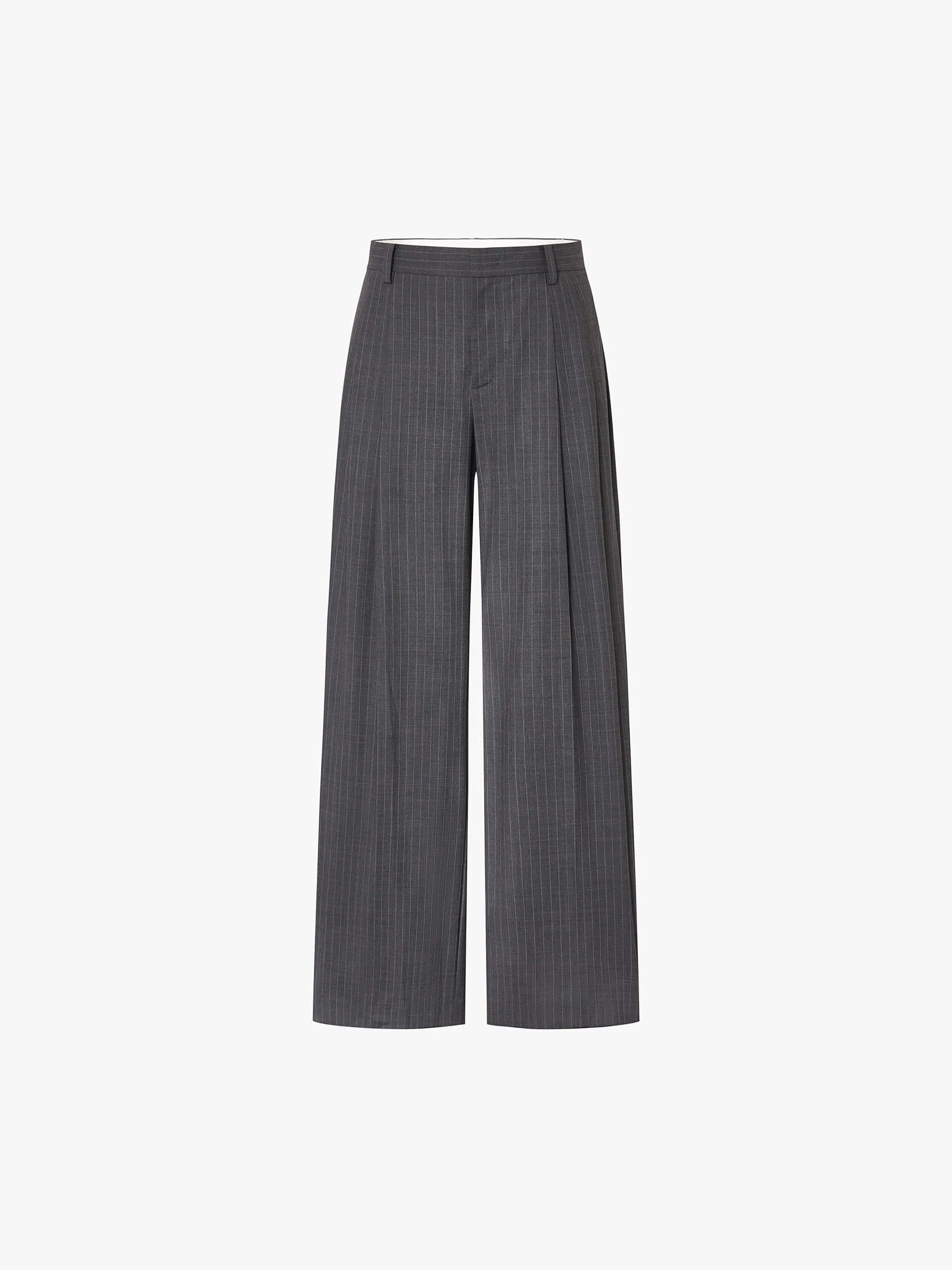 Wool Blend Striped Pants