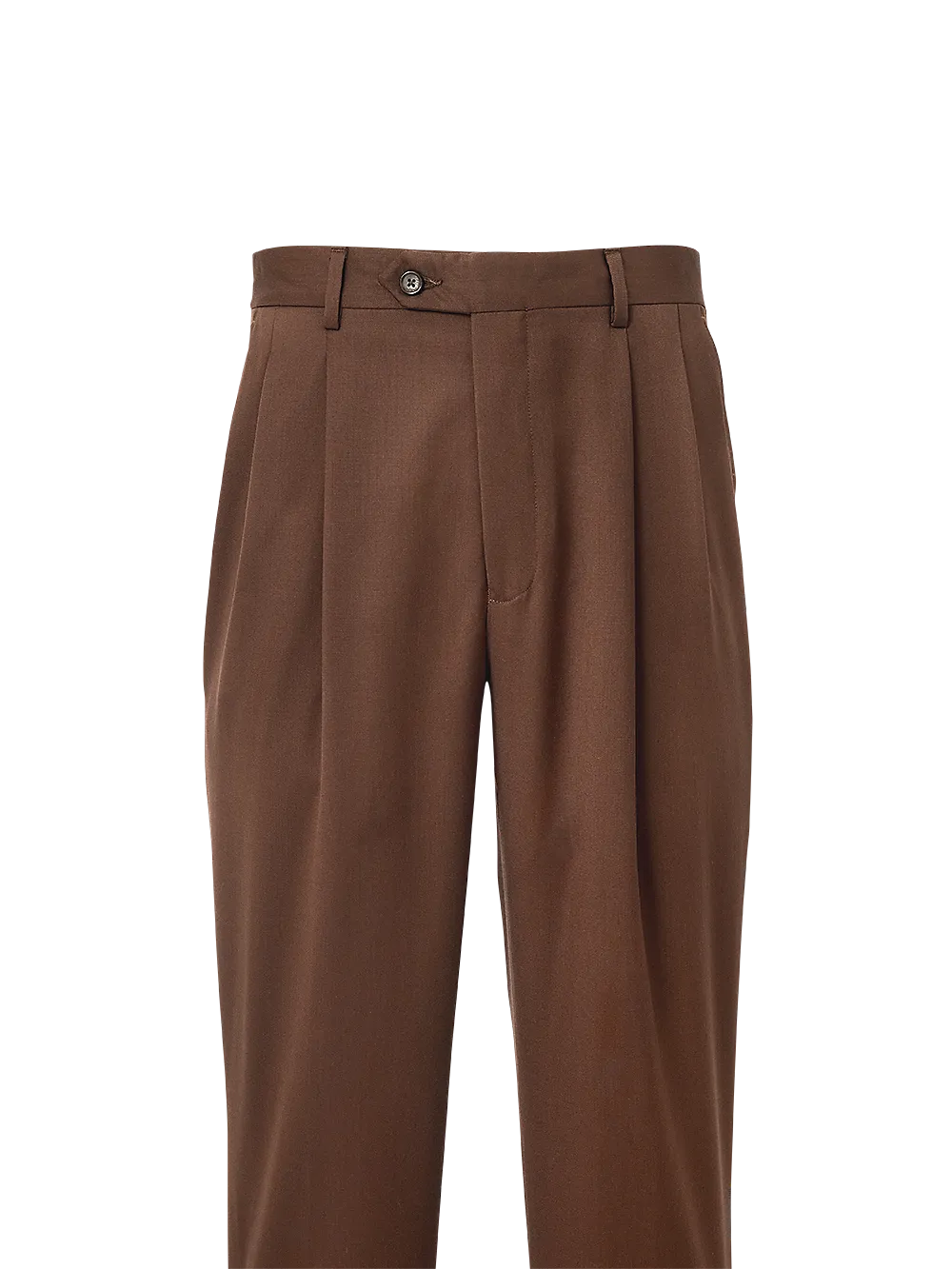 Wool Gabardine Pleated Pants - Rust