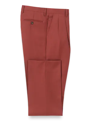 Wool Gabardine Pleated Pants - Rust