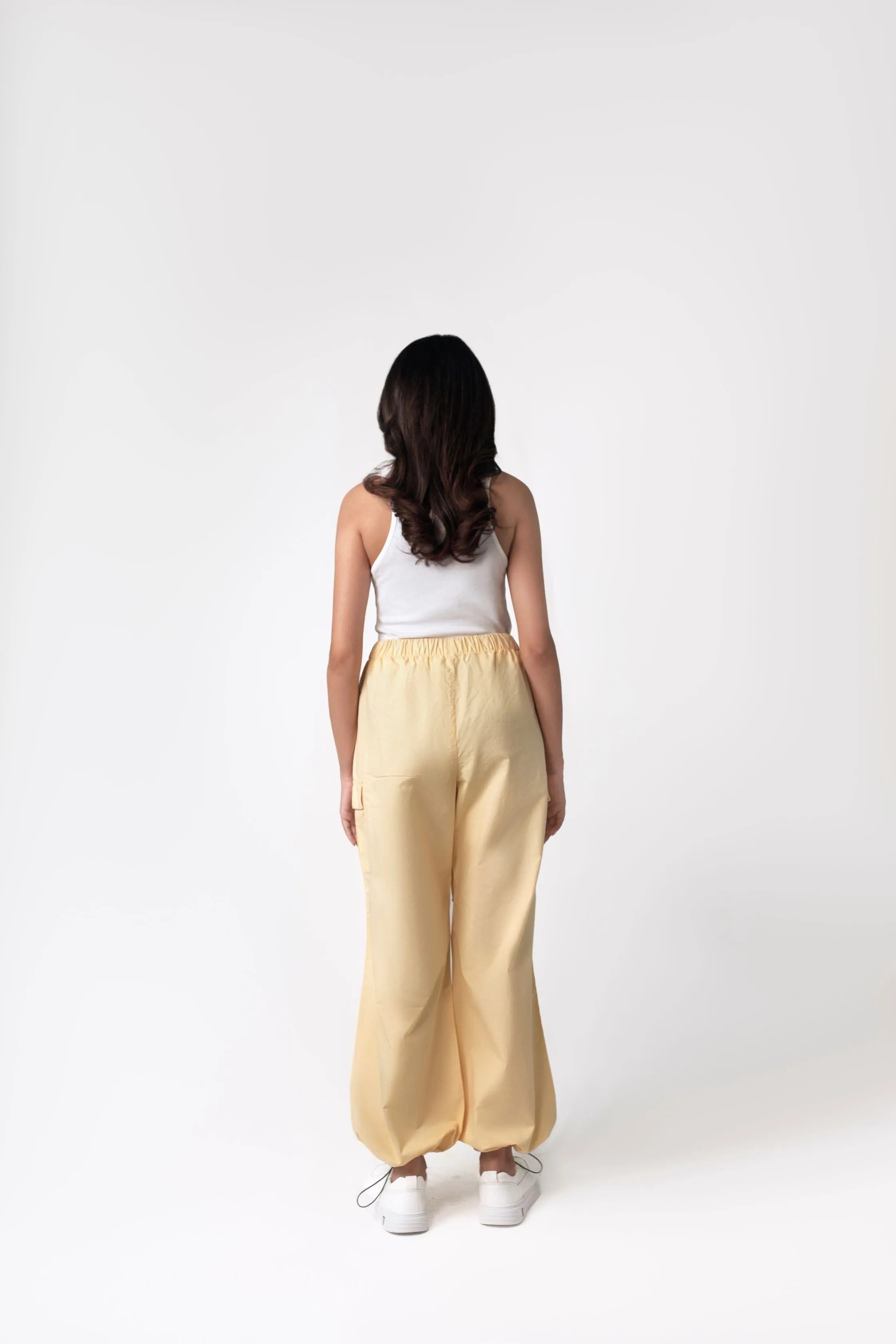 Yellow Wide Leg Cargo Pants