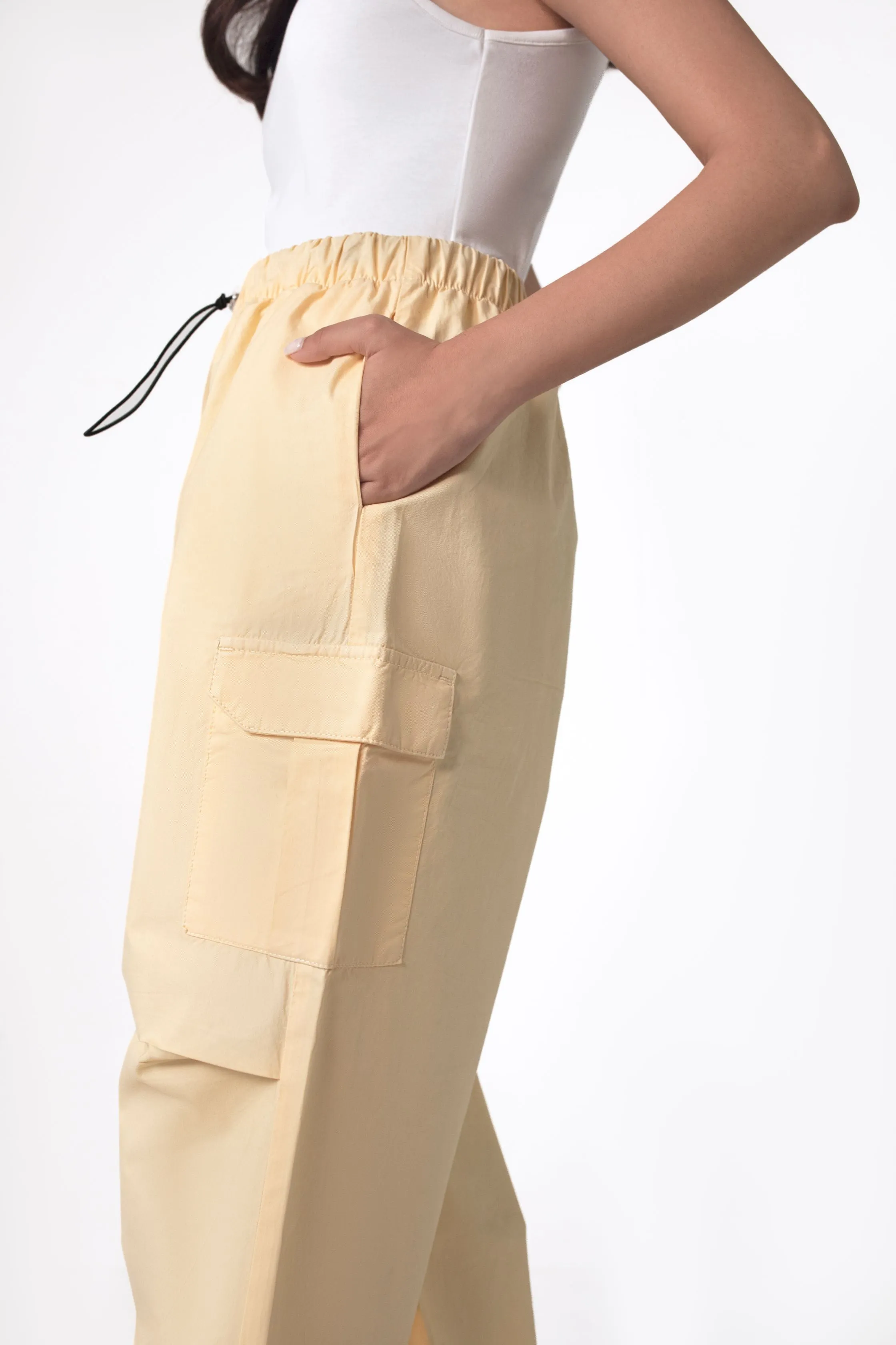 Yellow Wide Leg Cargo Pants